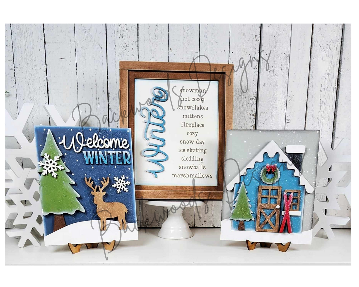 Winter Cabin DIY Sign Trio