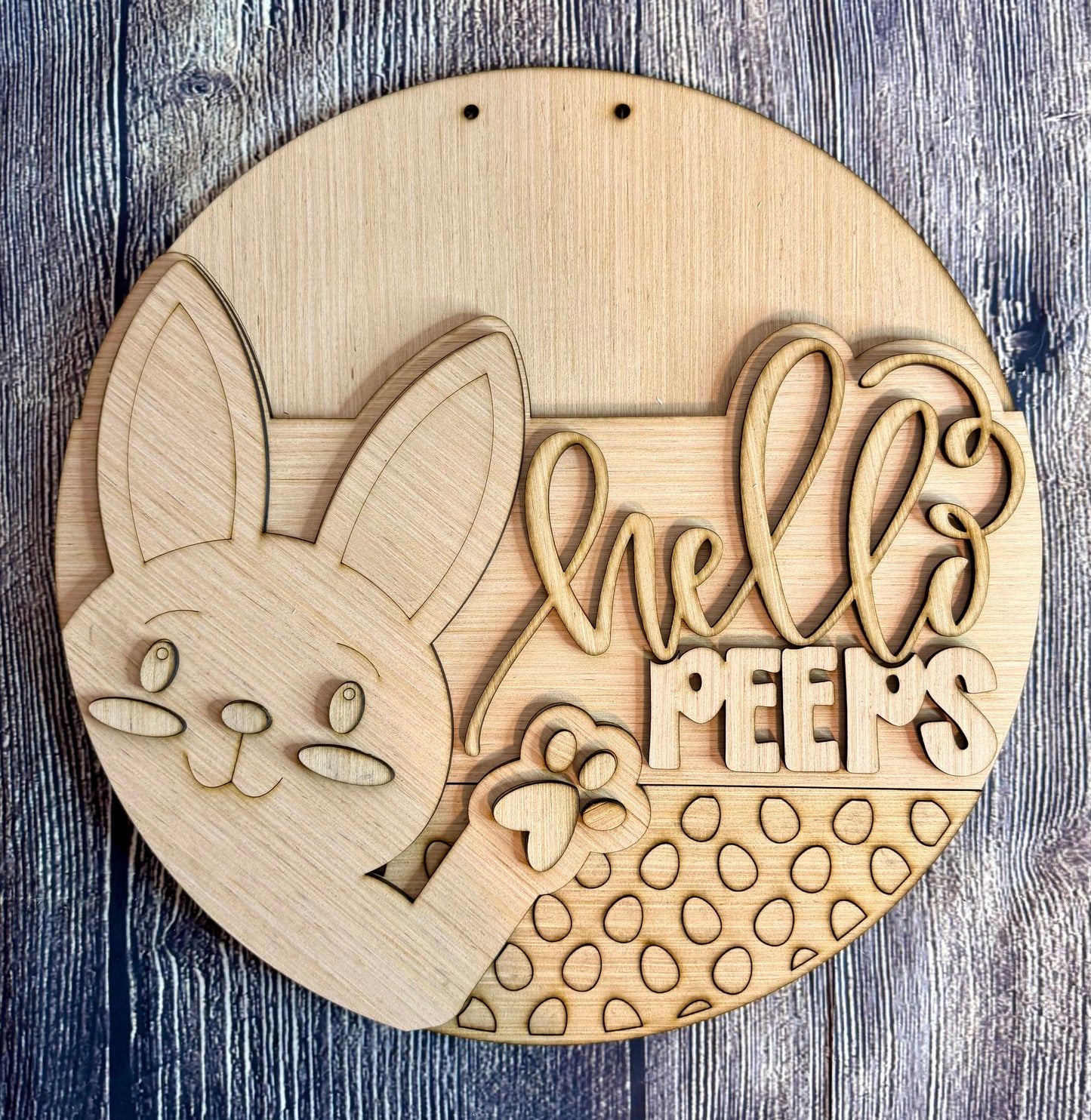 Hello Peeps Bunny Easter Door Hanger Blank