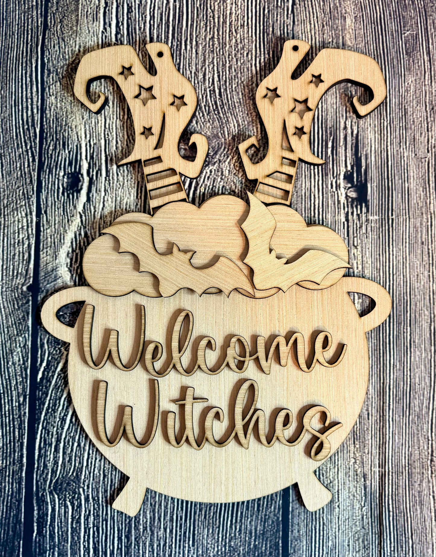 Welcome Witches Halloween Wood Door Hanger Blank