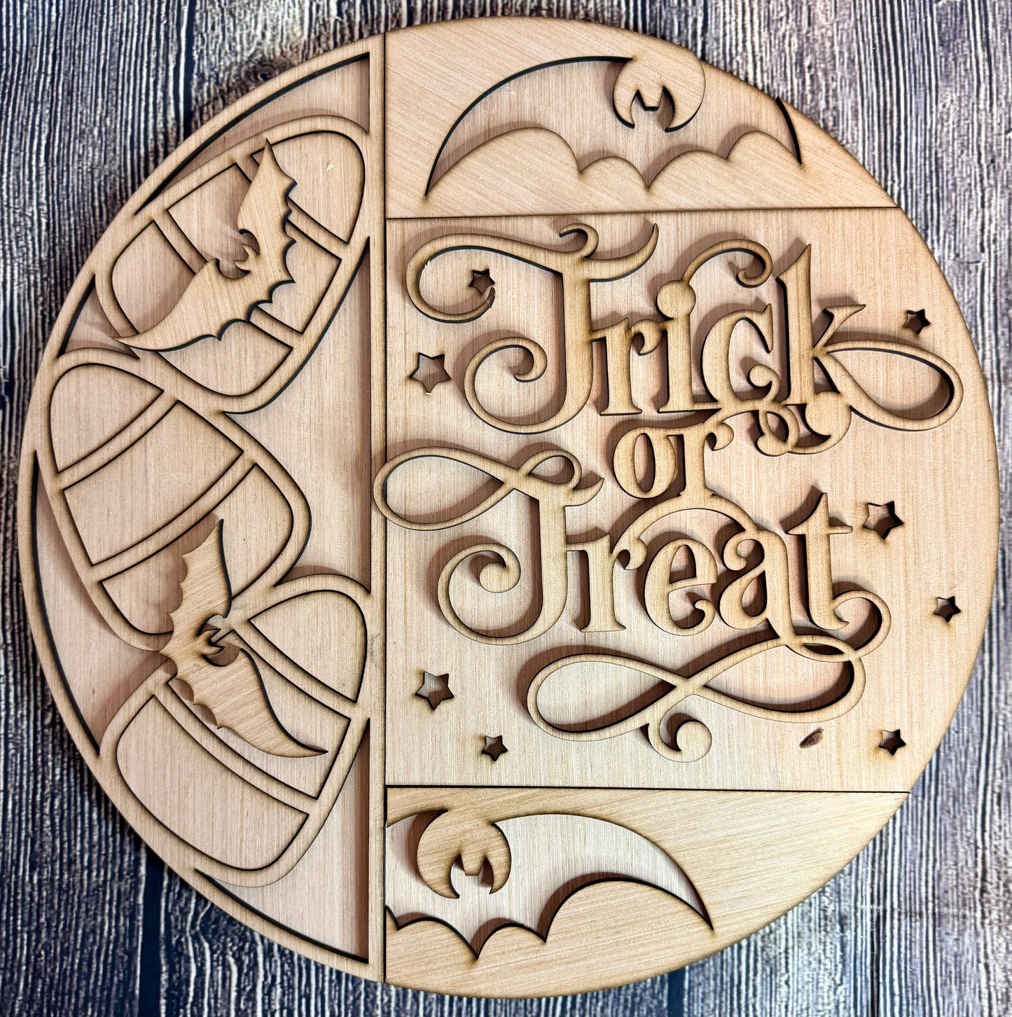 Trick or Treat Candy Corn Bats Halloween Door Hanger Blank