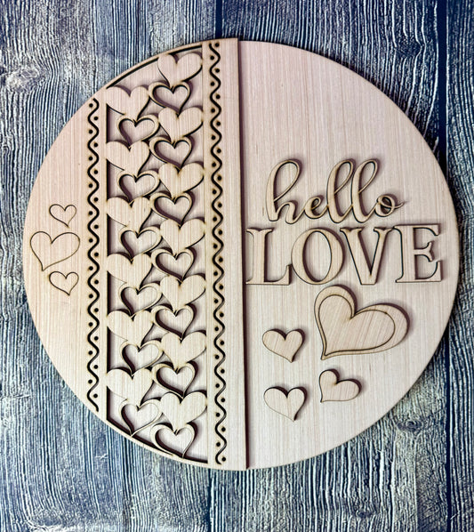 Hello Love Valentine Door Hanger - DIY Craft - Blank