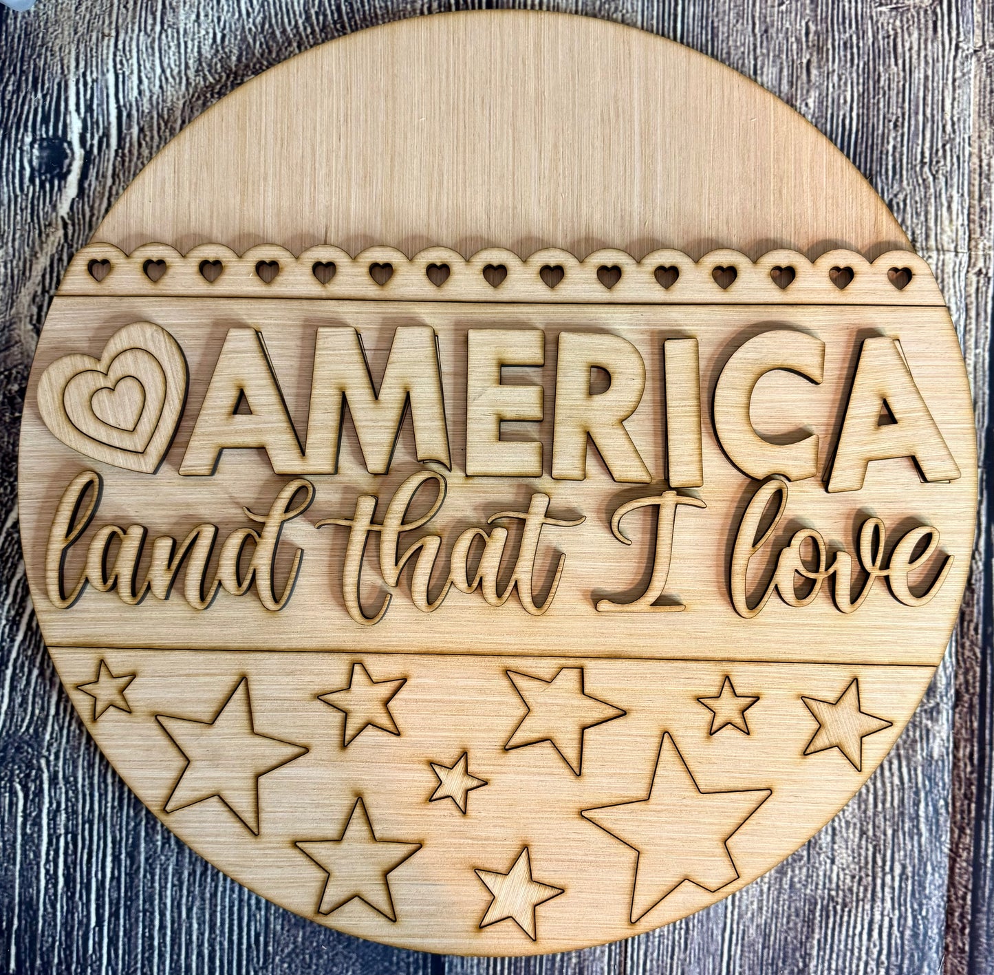 America Land That I Love Flag Patriotic Wood Door Hanger Blank