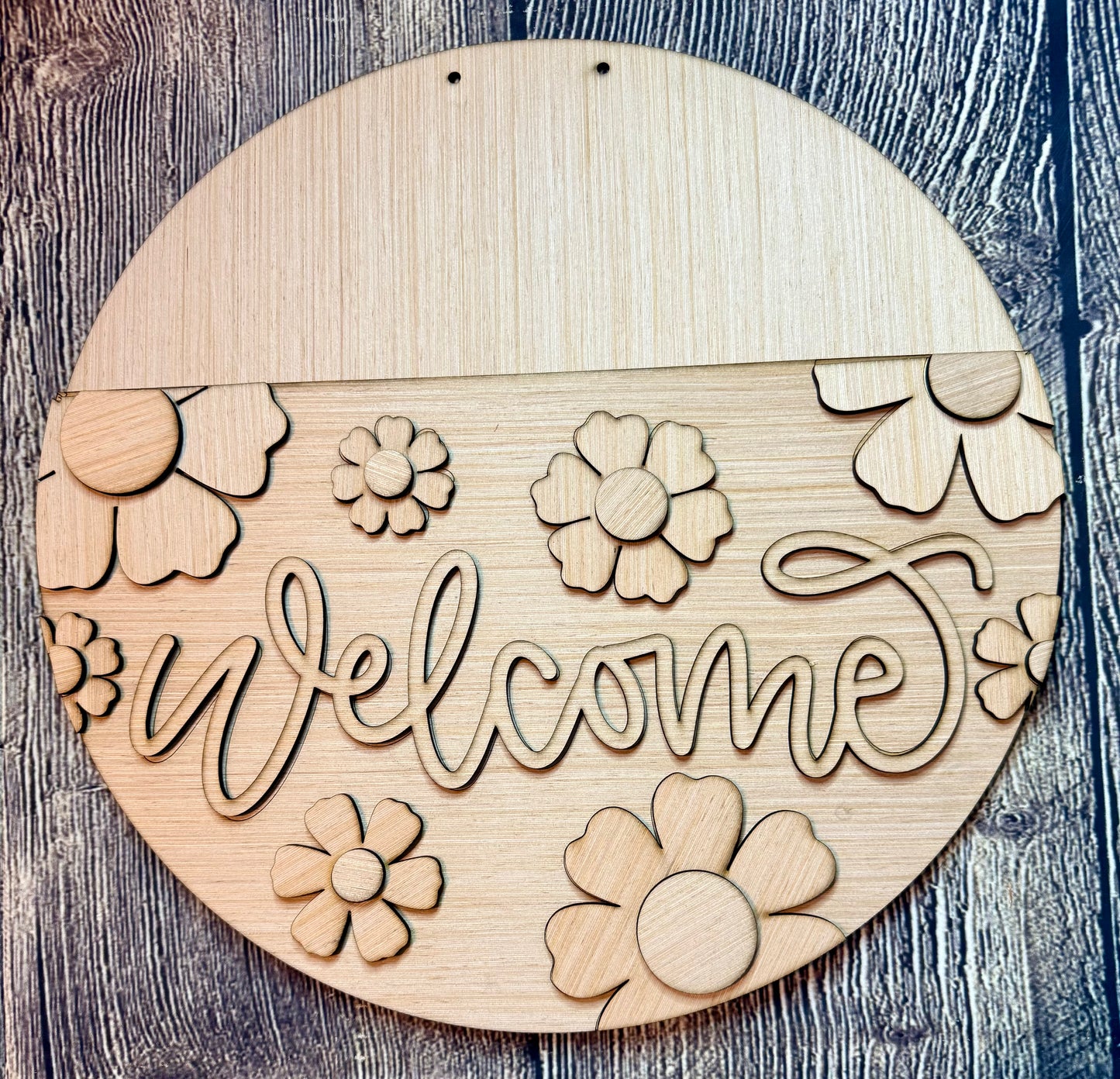 Welcome Spring Daisy Wood Door Hanger Blank