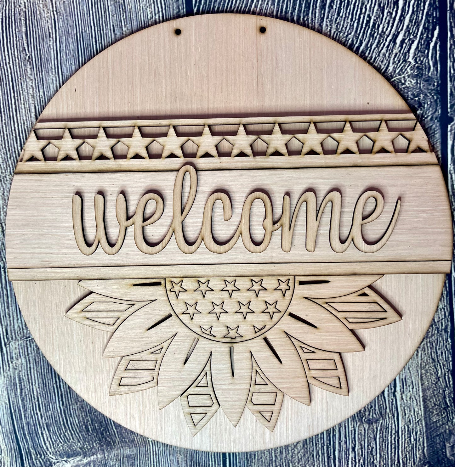 Sunflower Welcome Wood Door Hanger Blank