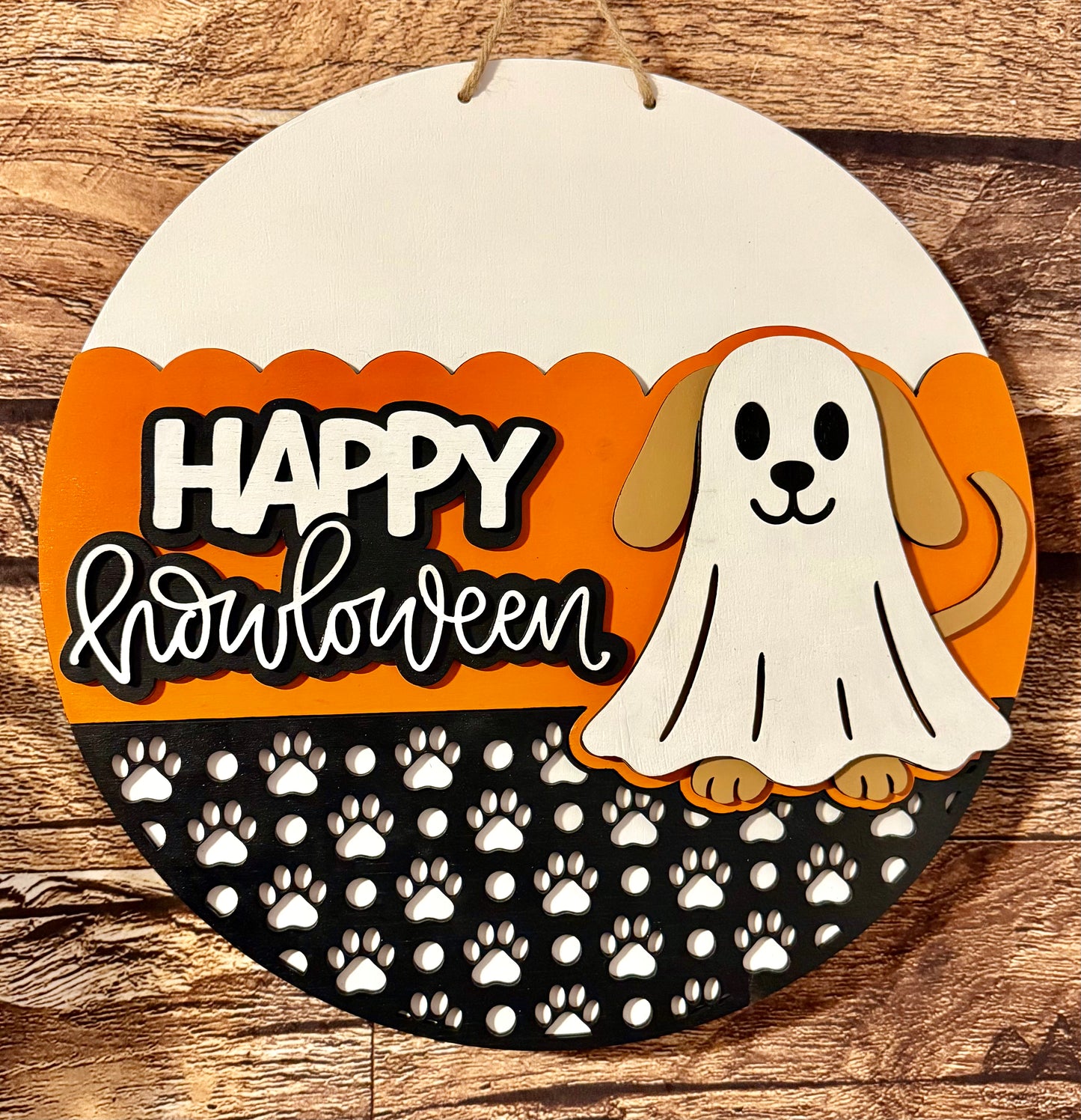 Happy Halloween Dog Ghost Door Hanger