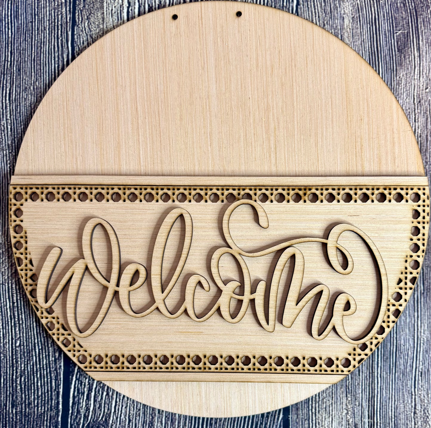 Welcome Rattan Door Hanger Blank