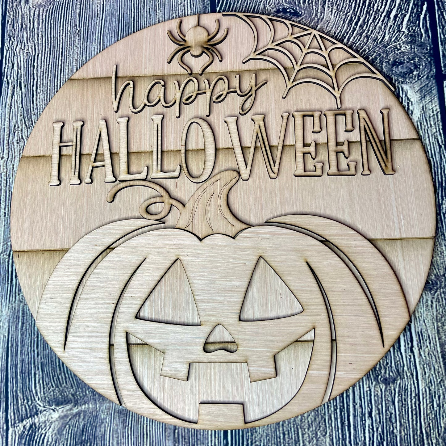 Happy Halloween Pumpkin Wood Door Hanger Blank