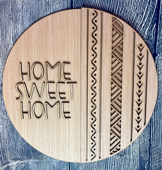 Home Sweet Home Boho Wood  Door Hanger Blank