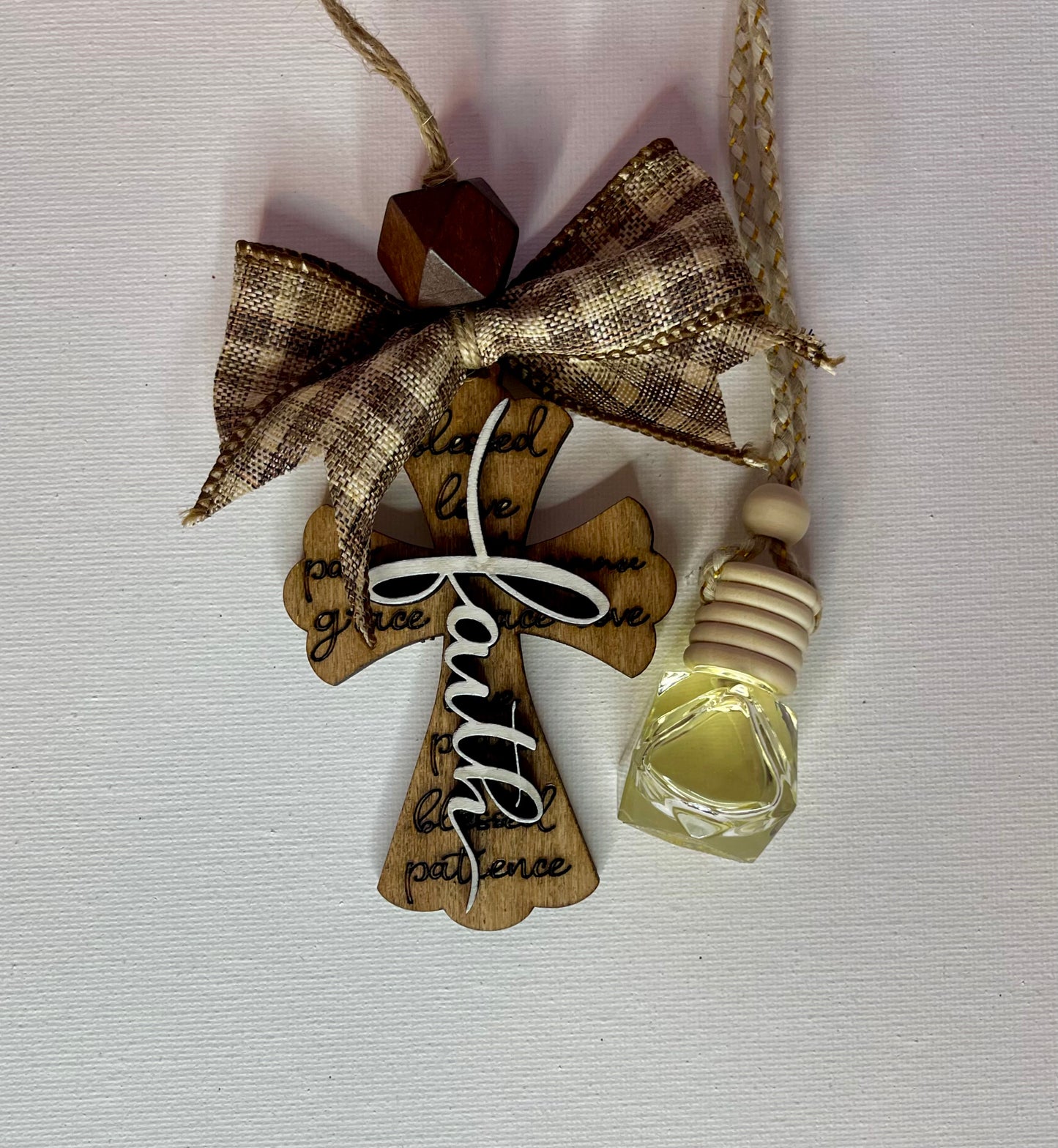 Cross Faith Charm Diffuser Set - Rear View Mirror Ornament - Car Freshie