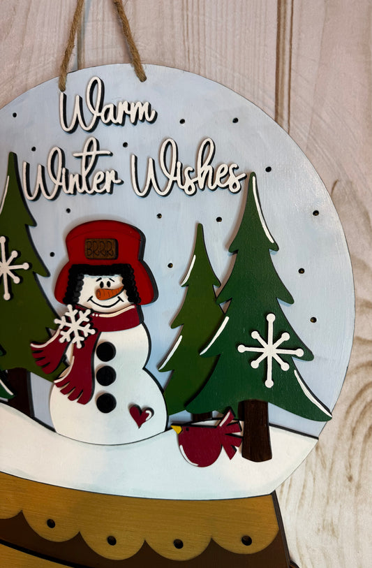 Snowman Snow Globe Lighted Door Hanger