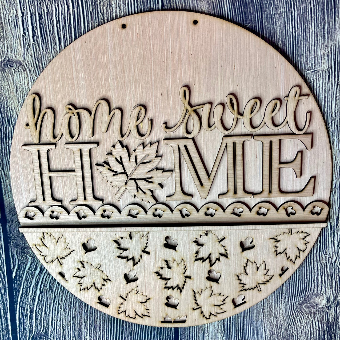 Home Sweet Home Maple Leaf Fall Wood Door Hanger Blank