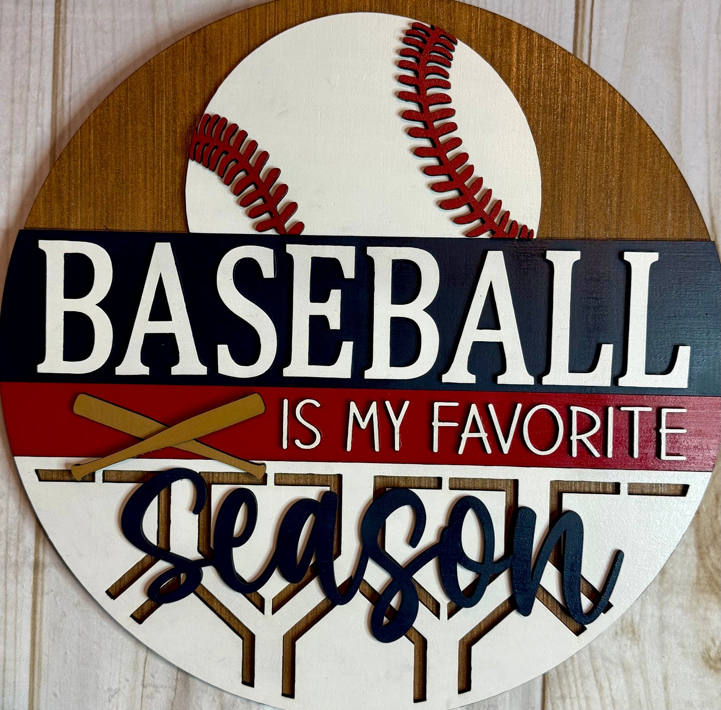 Baseball is My Favorite Season Sports Wood Door Hanger