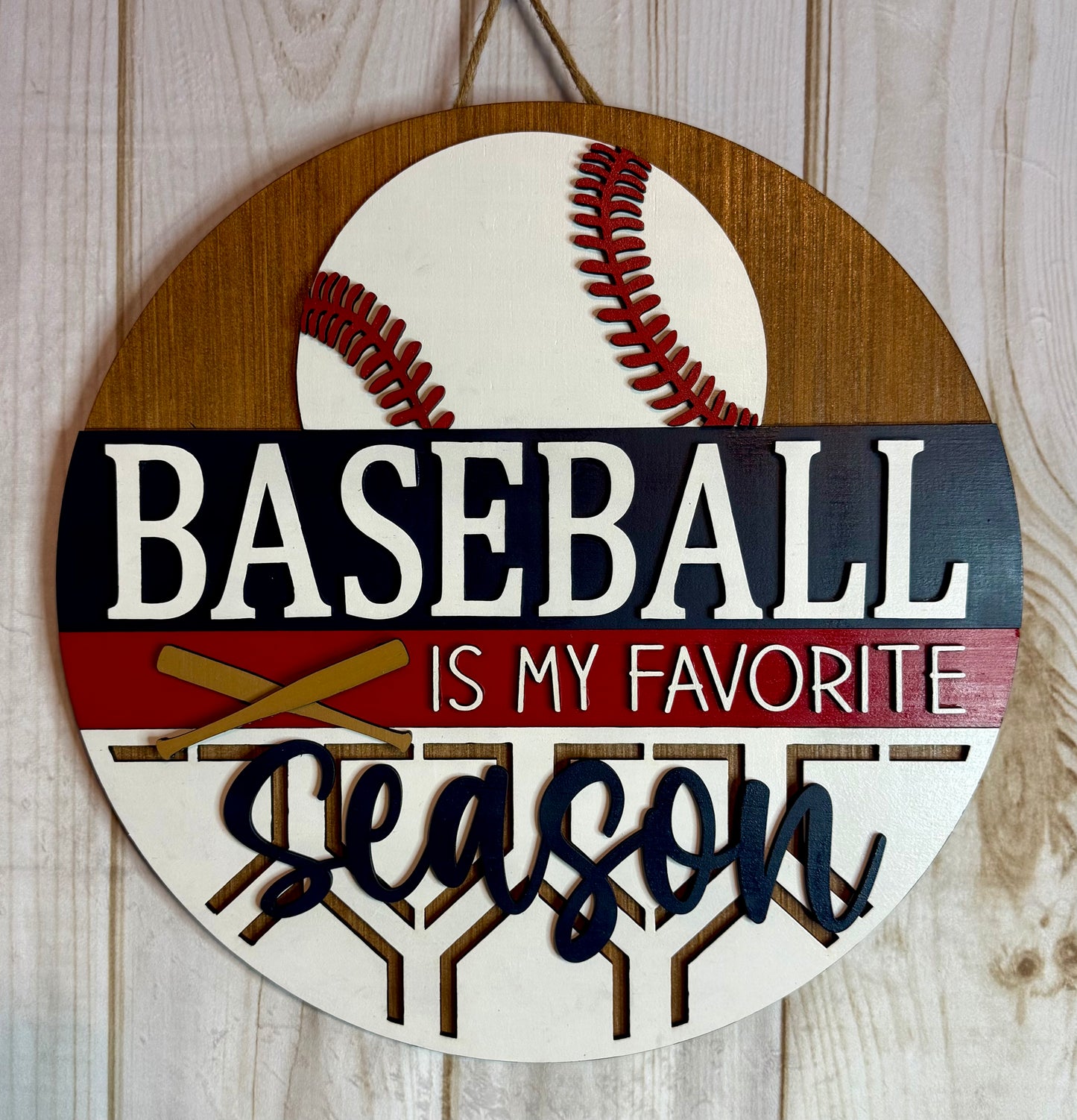 Baseball is My Favorite Season Sports Wood Door Hanger