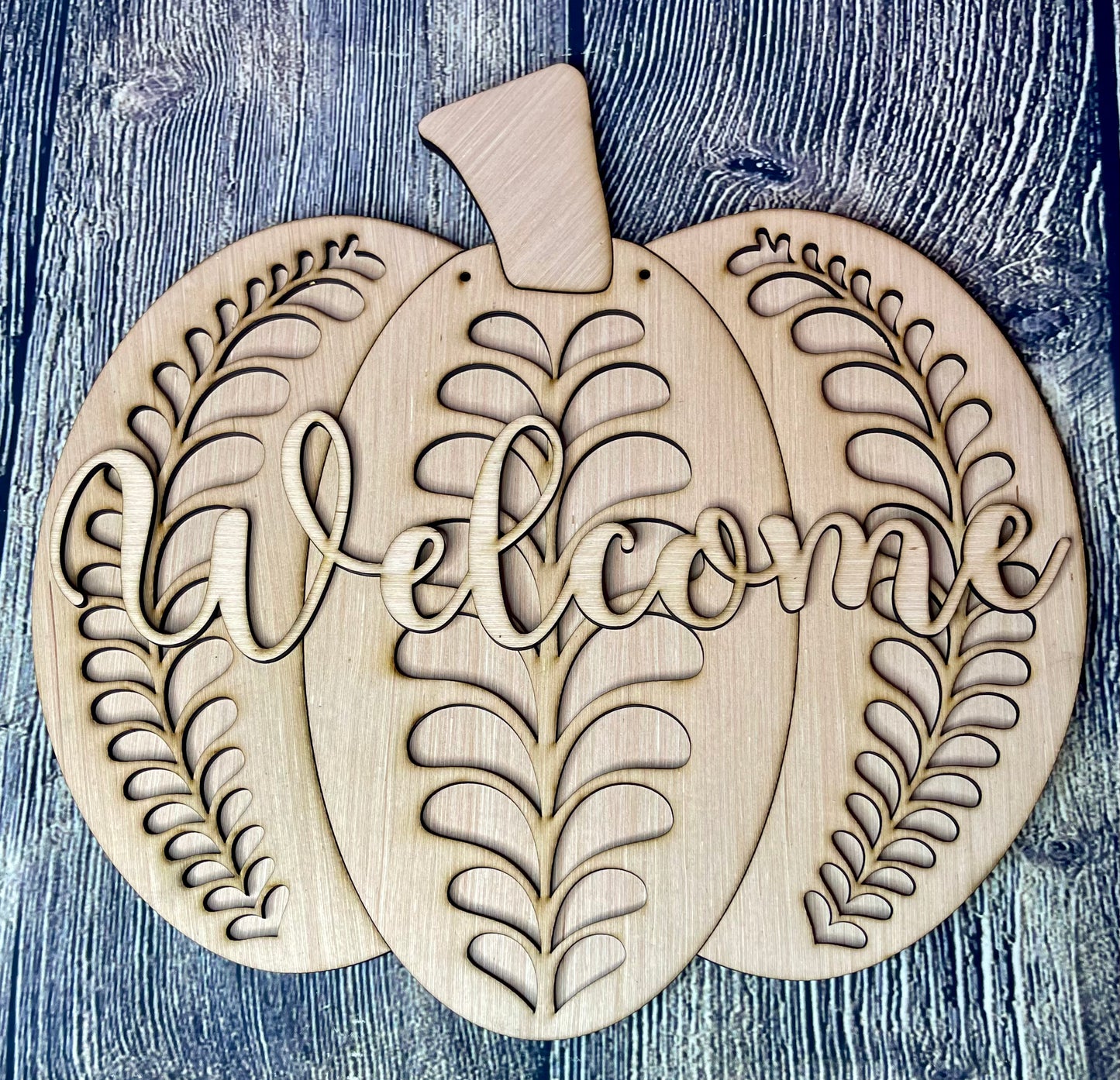 Welcome Pumpkin Wood Fall Door Hanger Blank