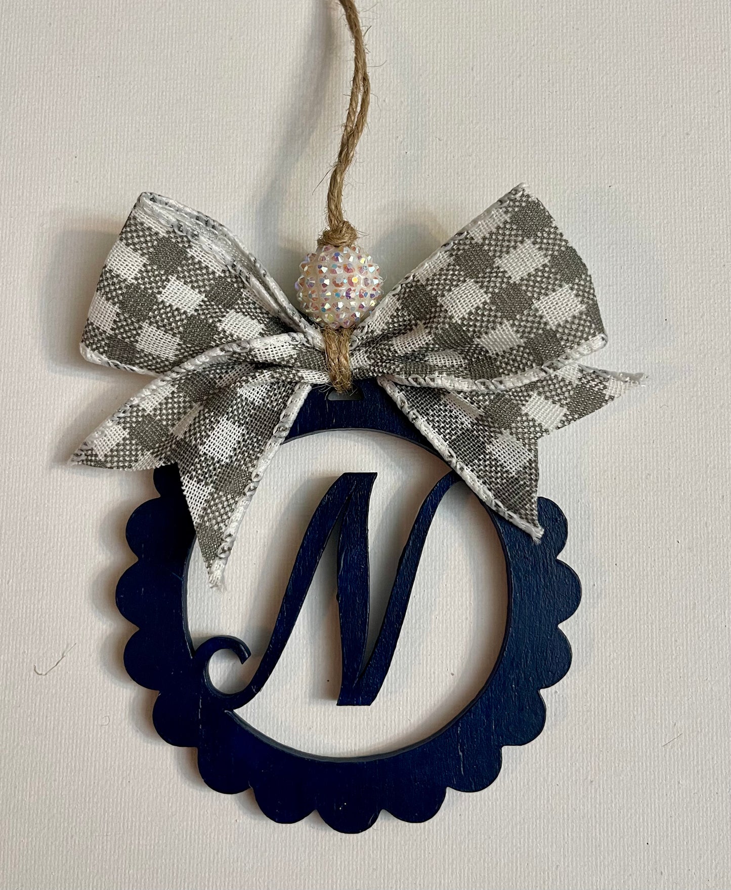 Initial Monogram Car Charm - Personalized Ornament - Rear View Mirror Ornament