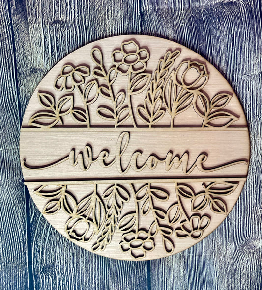 Welcome Flowers Door Hanger Blank