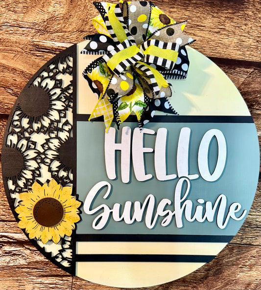 Sunflower Fall Hello Summer Fall Door Hanger