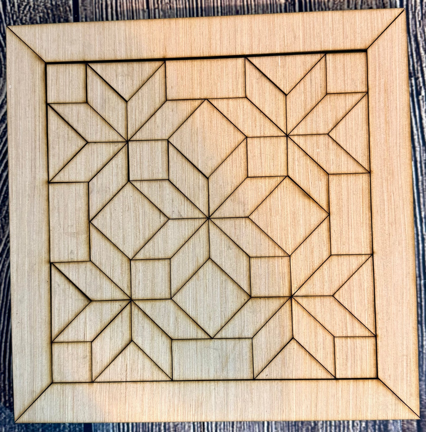 Winter Star Wood Barn Quilt Block Unfinished