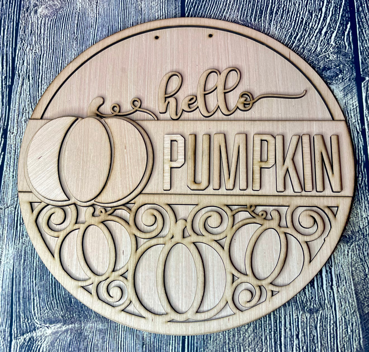 Hello Pumpkin Wood Door Hanger Blank