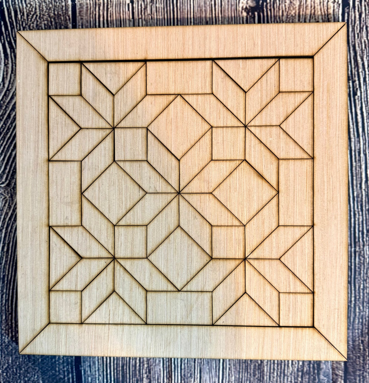 Winter Star Wood Barn Quilt Block Unfinished