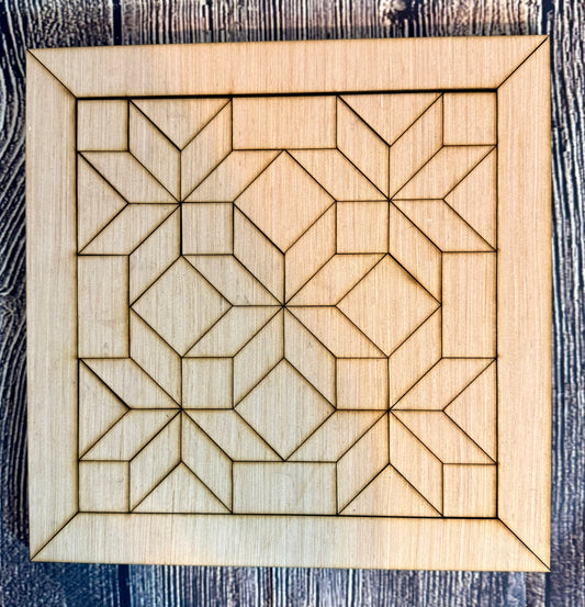 Winter Star Wood Barn Quilt Block Unfinished