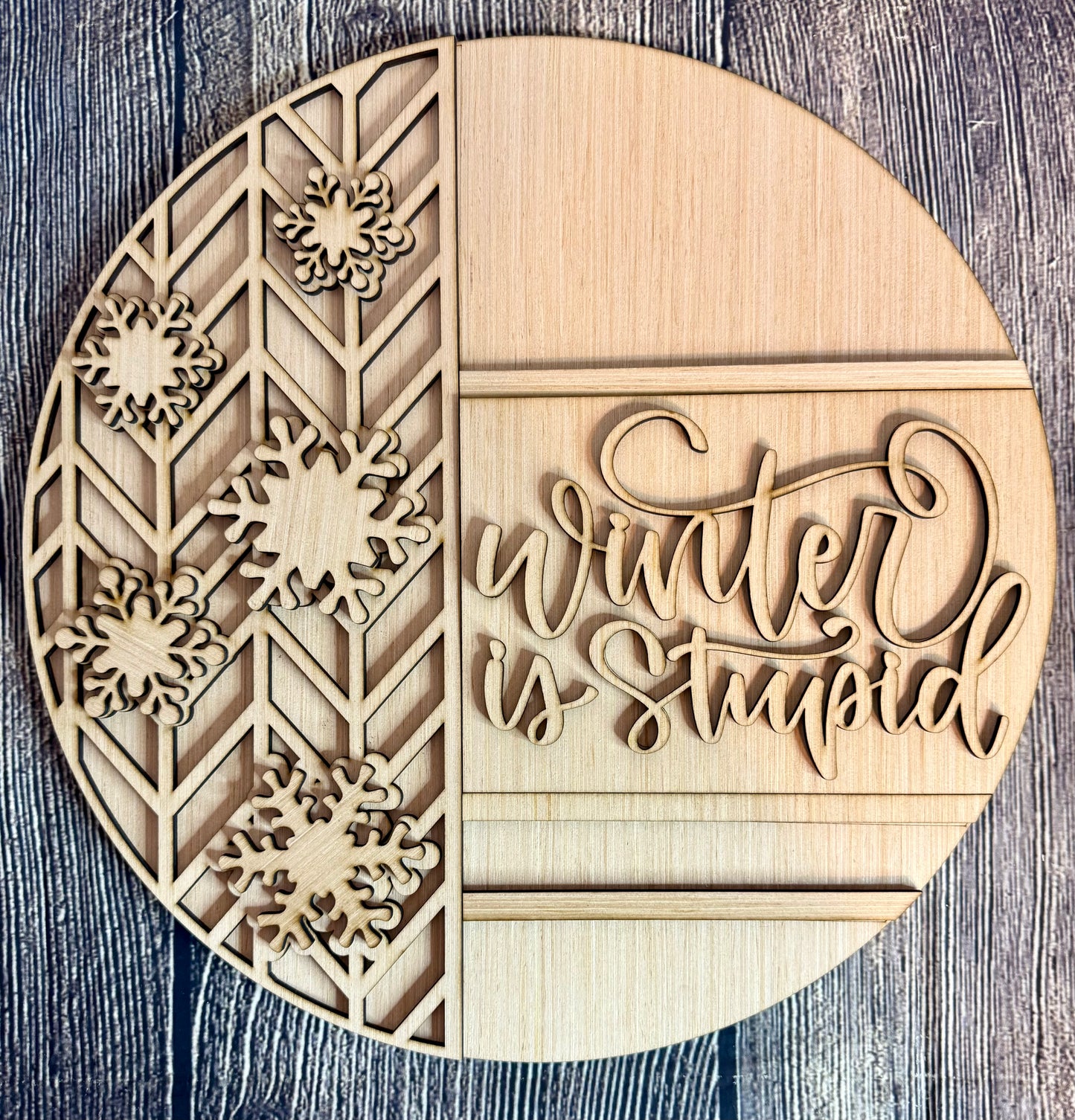 Winter is Stupid Blank Wood Door Hanger