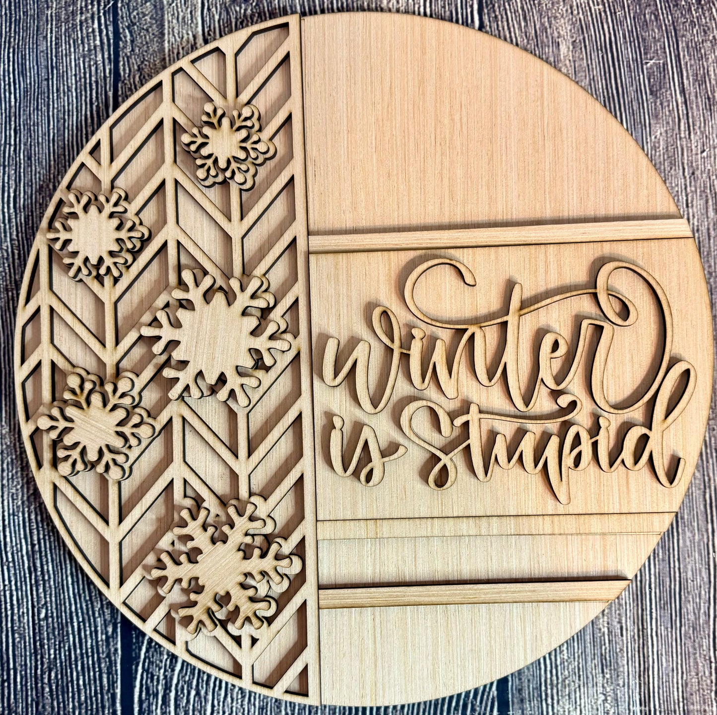 Winter is Stupid Blank Wood Door Hanger