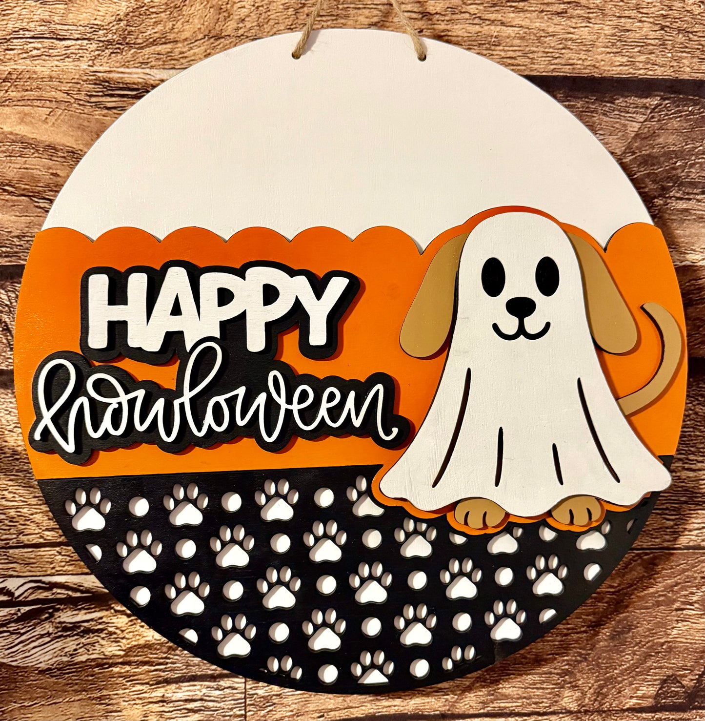 Happy Halloween Dog Ghost Door Hanger