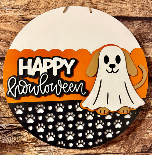Happy Halloween Dog Ghost Door Hanger