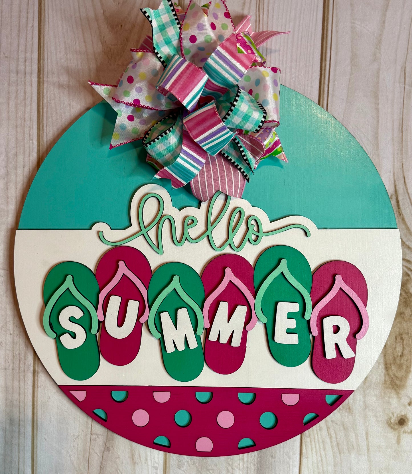 Hello Summer Flip Flops Wood Summer Door Hanger