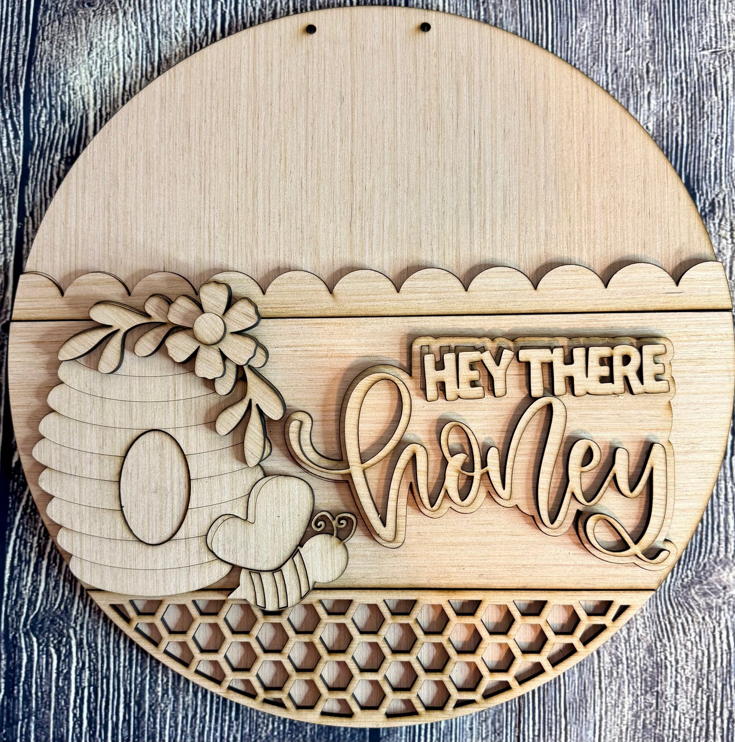 Hey There Honey Bee Spring Wood Door Hanger Blank