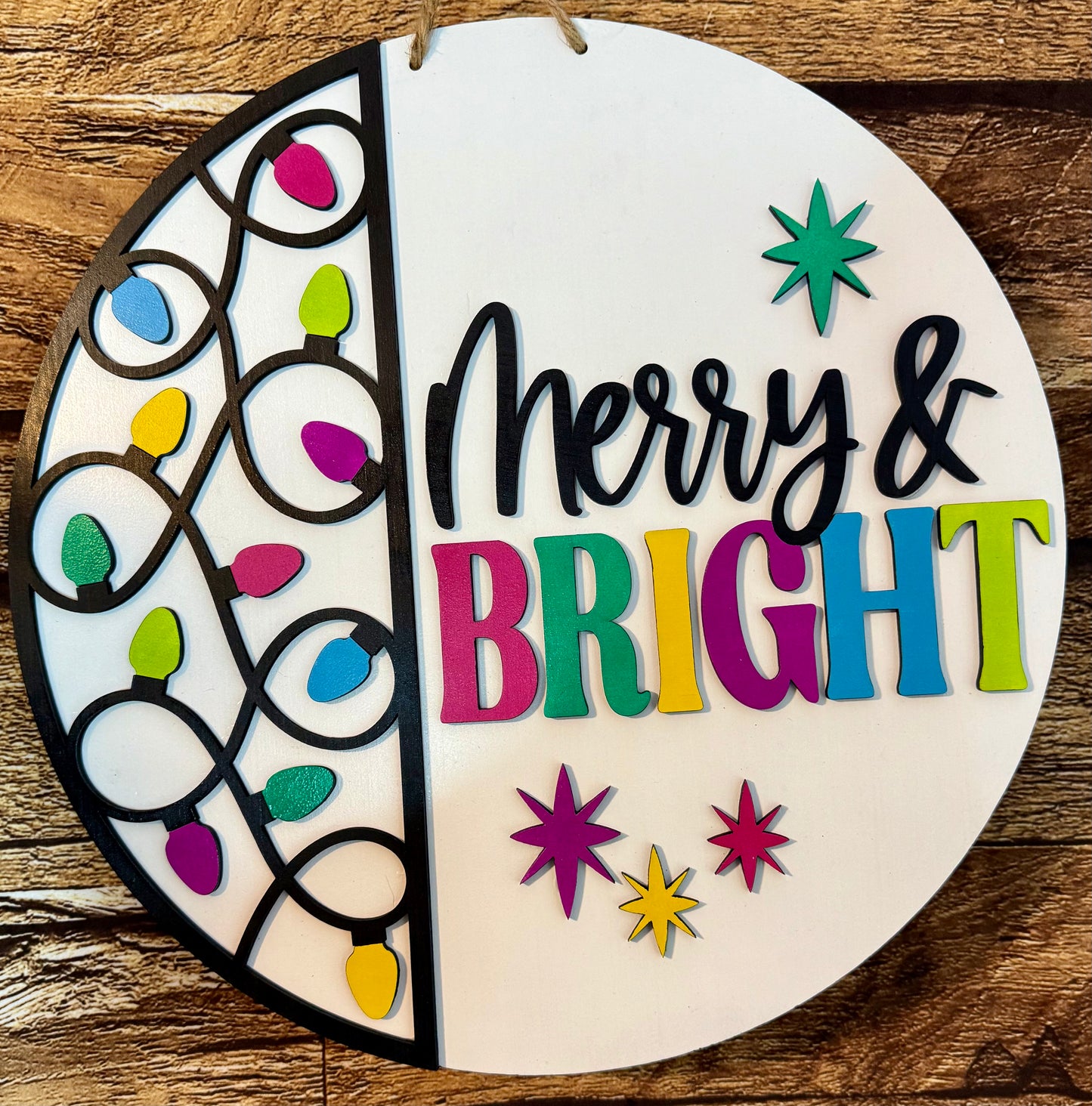 Merry and Bright Christmas Door Hanger