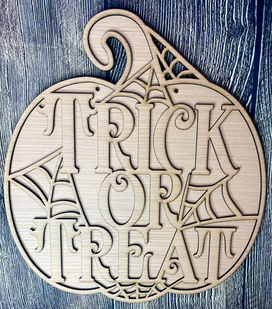 Halloween Trick or Treat Pumpkin Door Hanger Blank