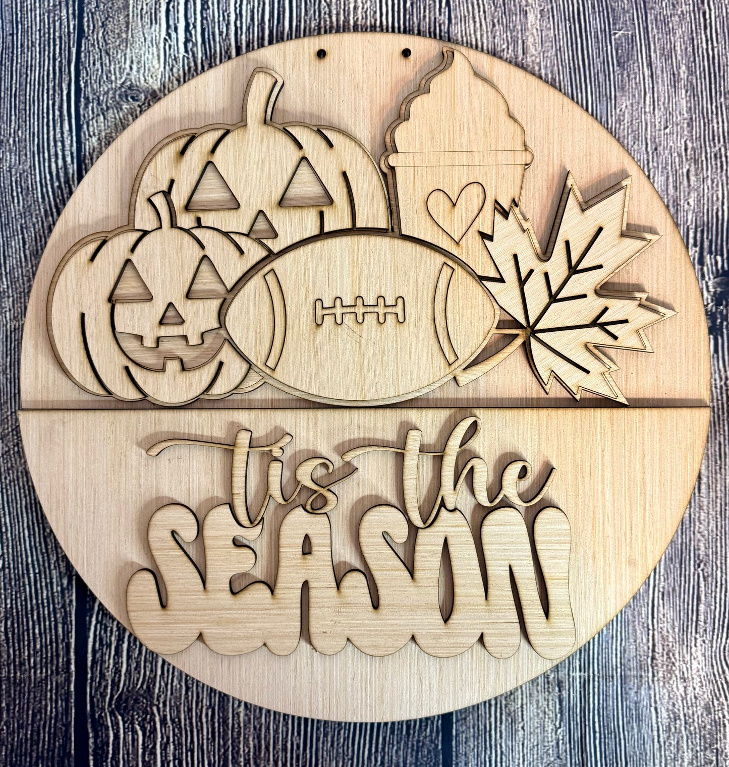 Fall Tis the Season Wood Door Hanger Blank