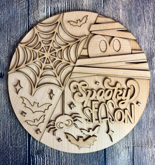 Spooky Season Halloween Wood Door Hanger Blank