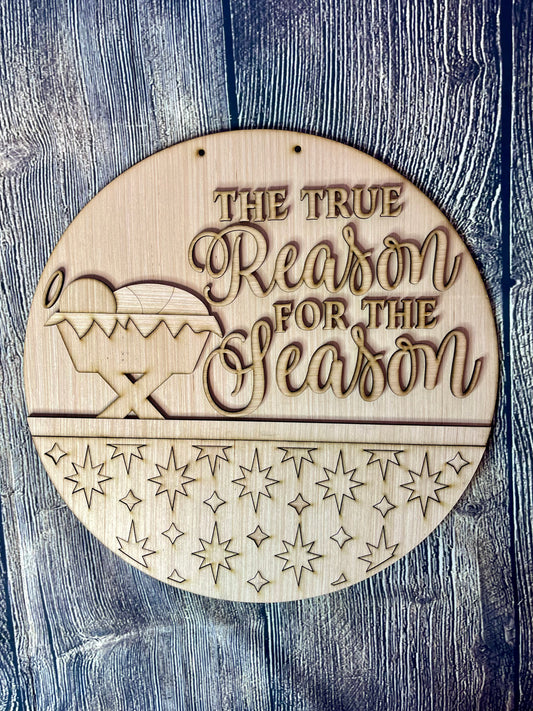 True Reason for the Season Nativity Christmas Door Hanger Blank