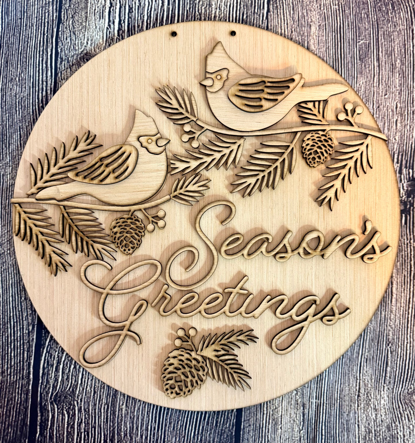 Seasons Greetings Cardinal Blank Wood Door Hanger