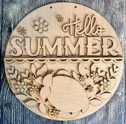 Hello Summer Lemon Door Hanger Blank