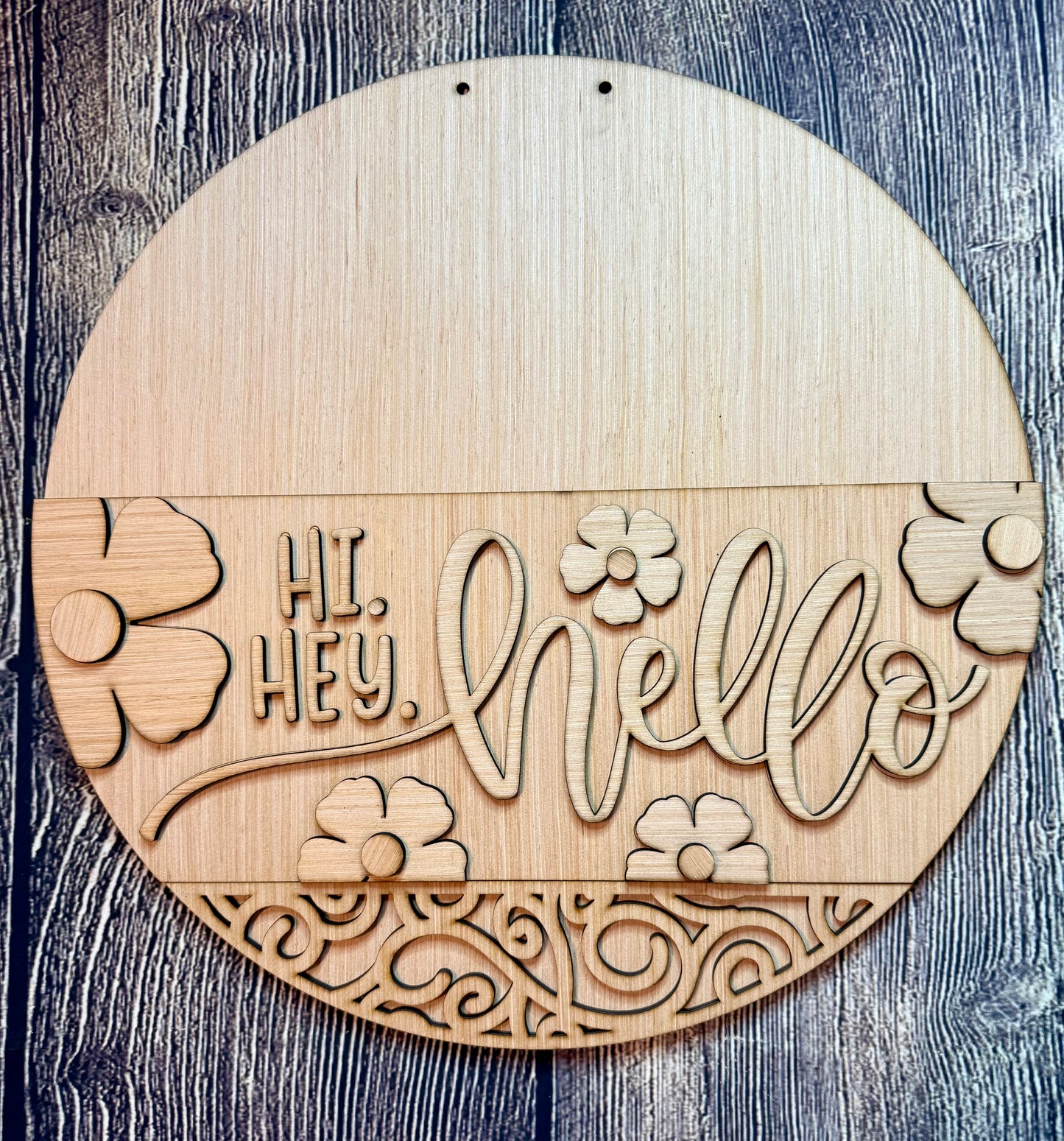 Hi Hey Hello Daisy Wood Door Hanger Blank