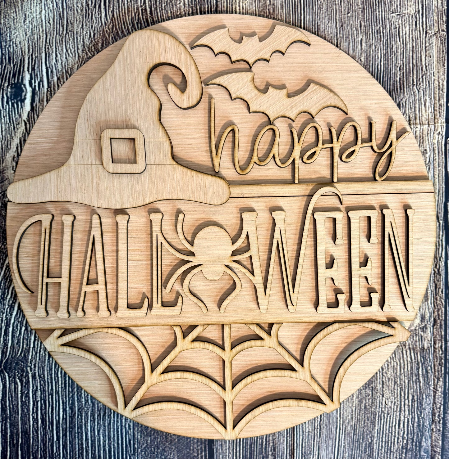 Happy Halloween Witch Hat Wood Door Hanger Blank
