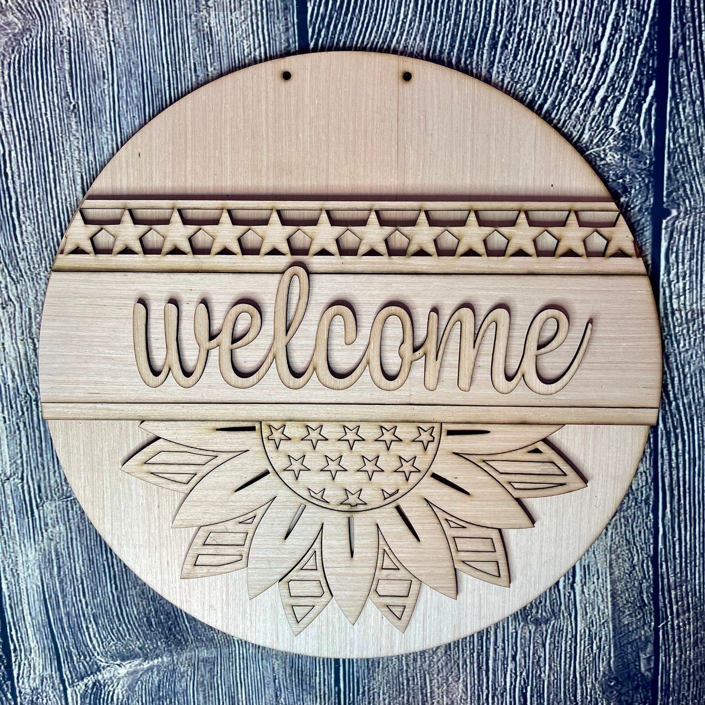 Sunflower Welcome Wood Door Hanger Blank