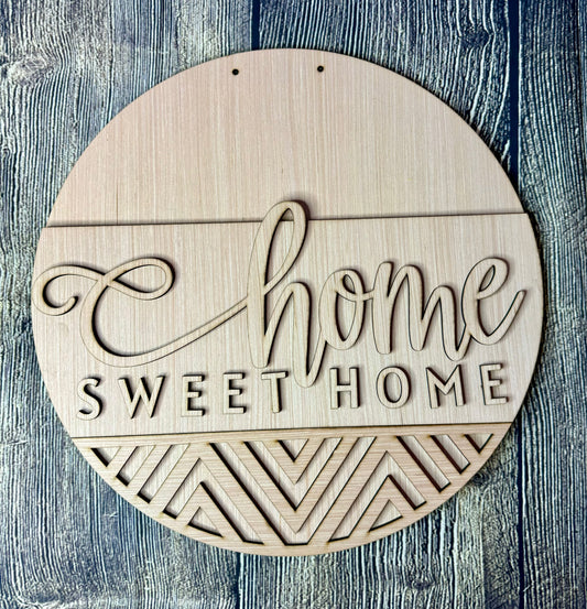 Home Sweet Home Geometric Wood  Door Hanger Blank