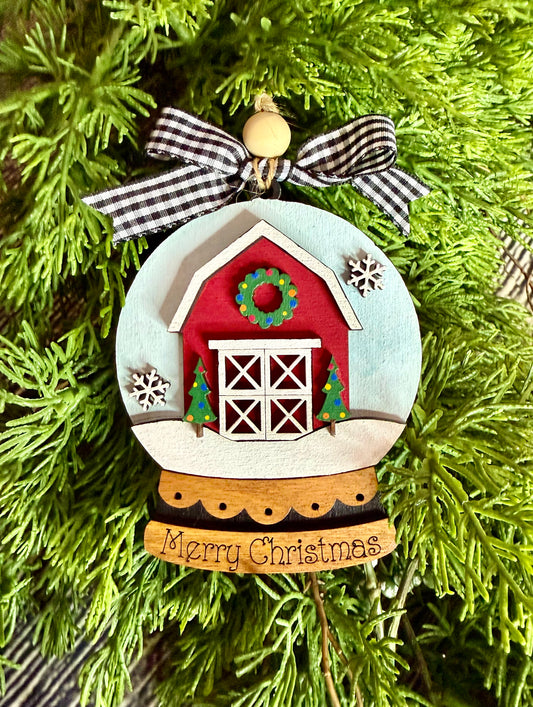 Christmas Barn Snow Globe Ornament