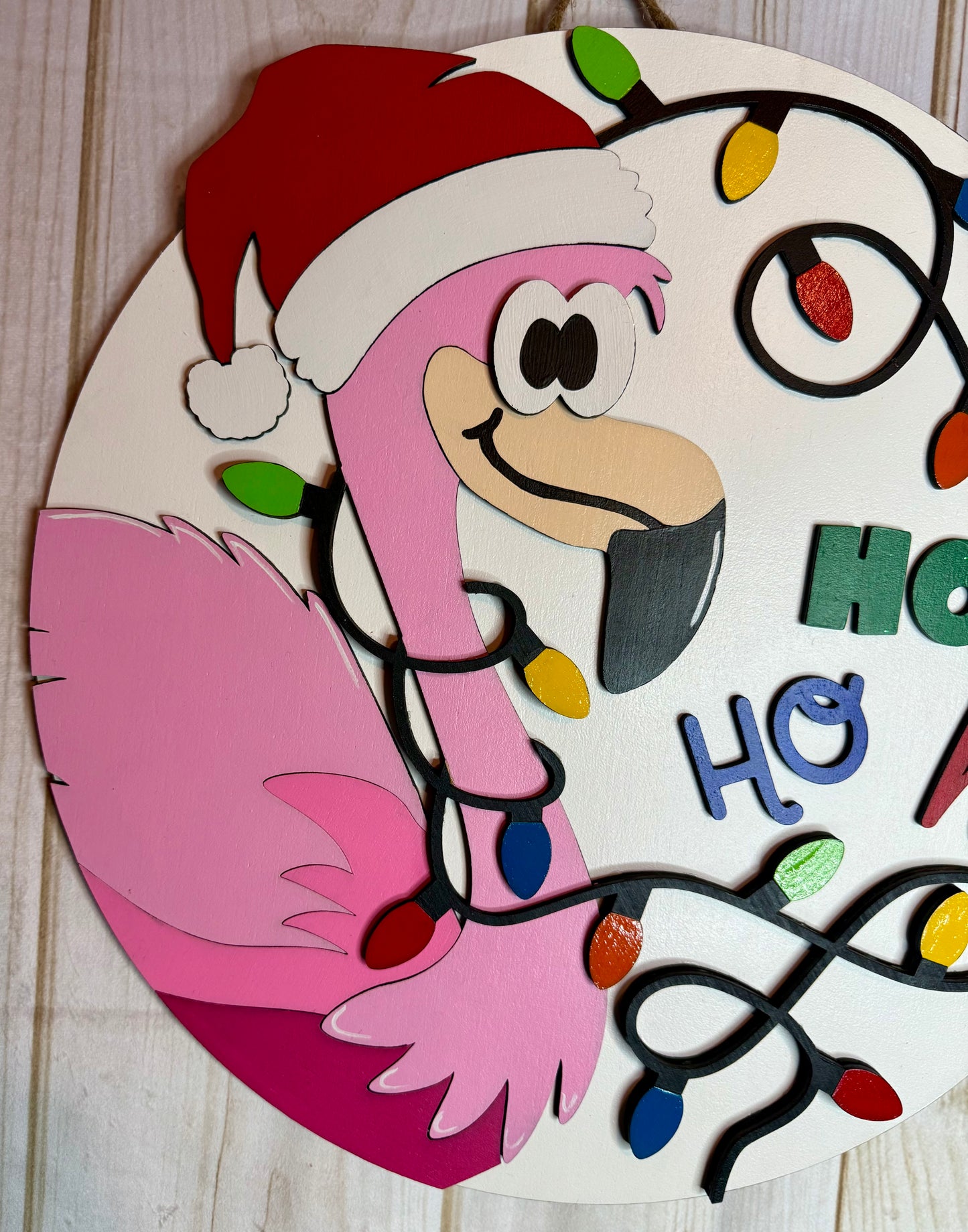 Flamingo Ho Ho Ho Christmas Door Hanger