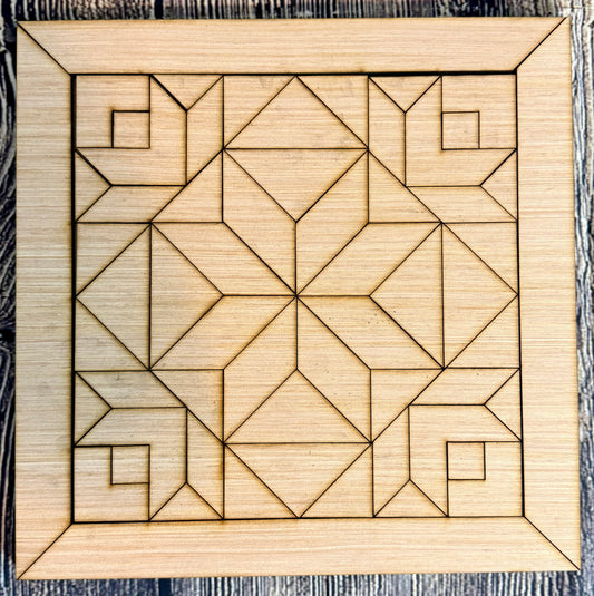 Star Bouquet Wood Barn Quilt Block Unfinished
