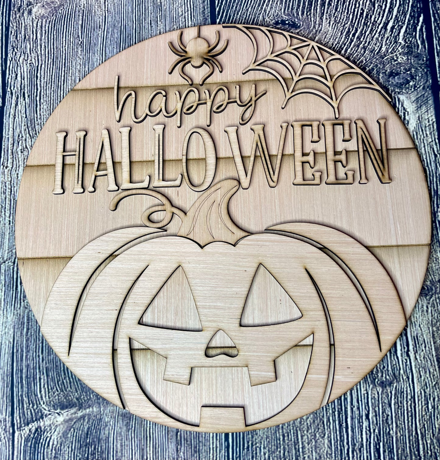 Happy Halloween Pumpkin Wood Door Hanger Blank