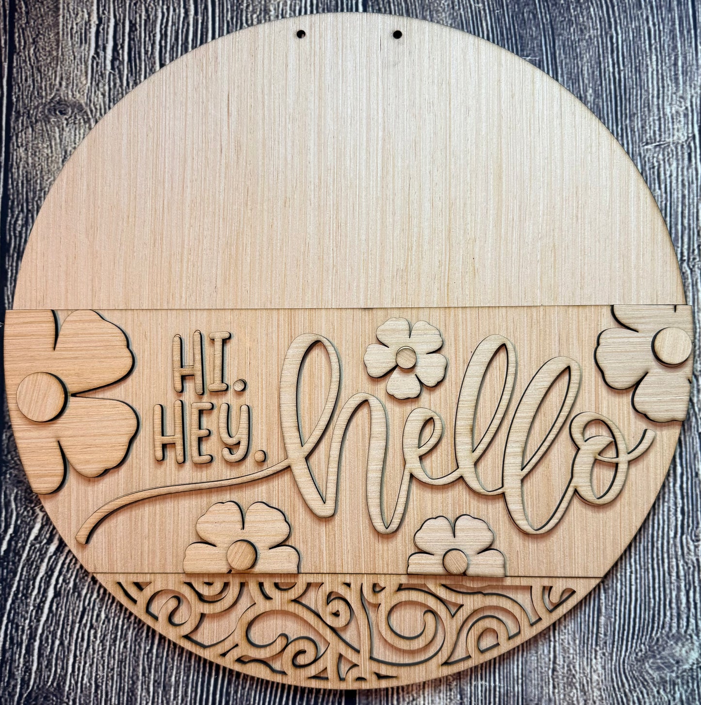 Hi Hey Hello Daisy Wood Door Hanger Blank