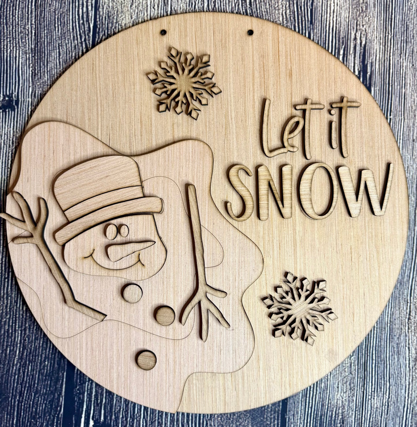 Melting Snowman Let it Snow Wood Door Hanger Blank