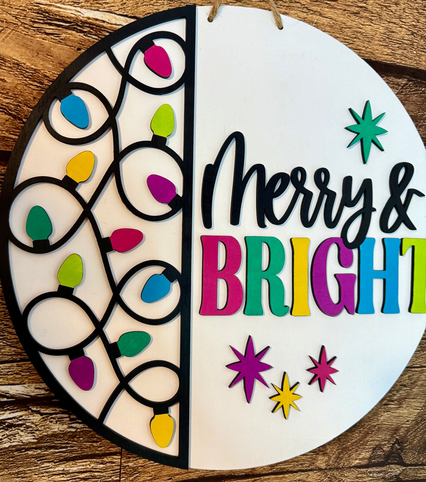 Merry and Bright Christmas Door Hanger