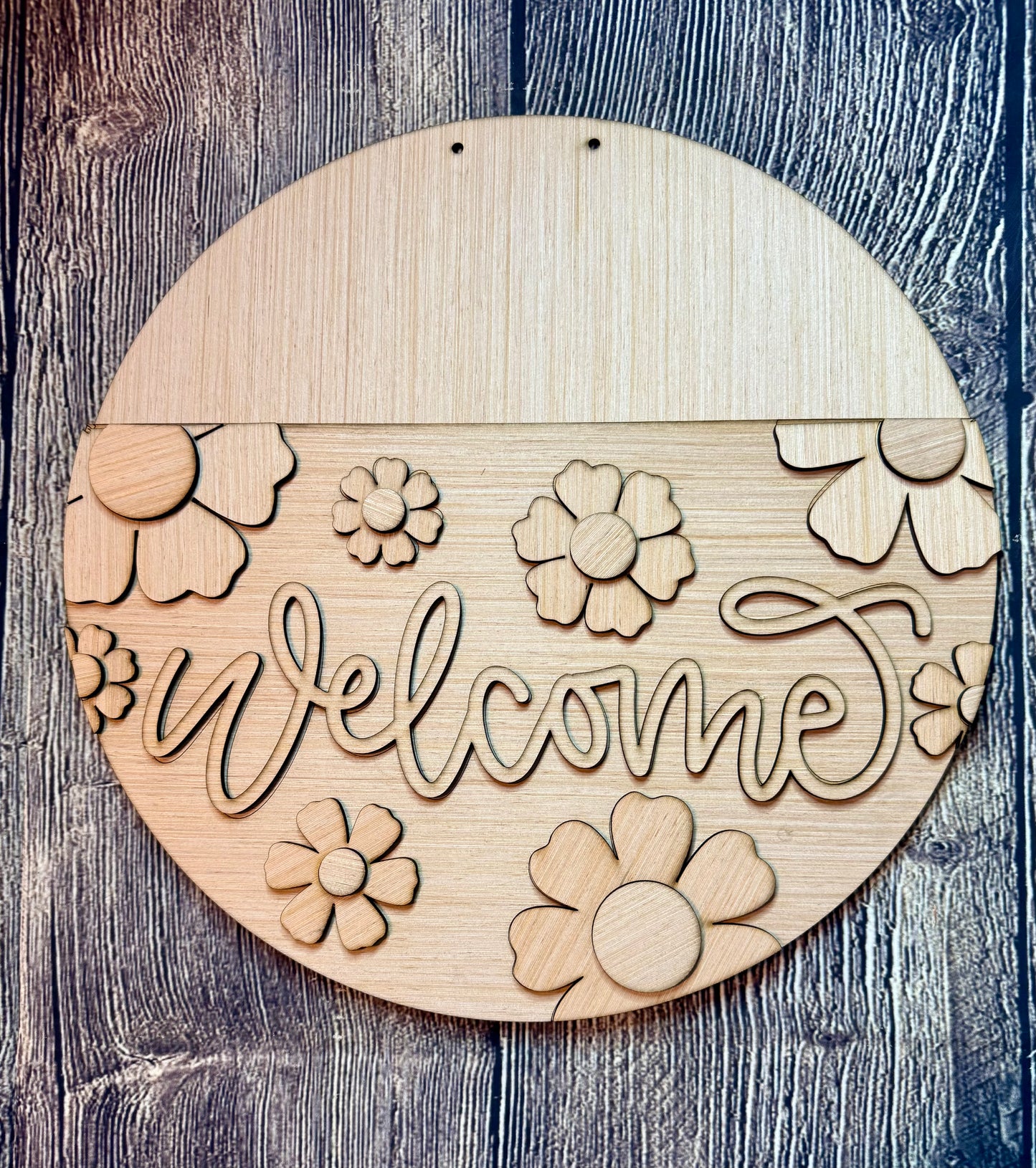 Welcome Spring Daisy Wood Door Hanger Blank